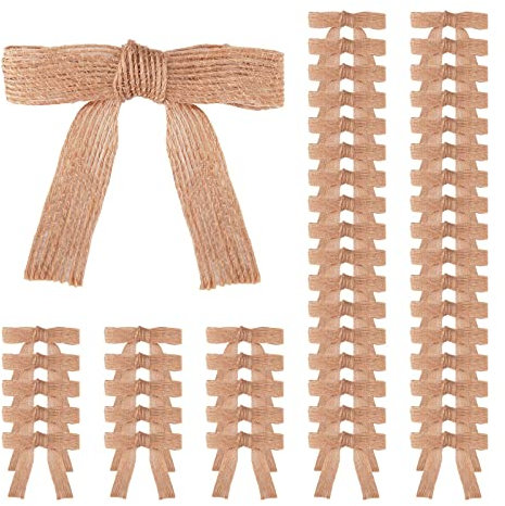 Meseey 50 Stück Boutique 7,6 cm Juteband-Schleifen, Bastelschleifen für Pakete, Geschenkverpackungen, Geschenkband, Basteln, Hochzeitsgeschenke, Babyparty, Weihnachtsdekoration (brulap)