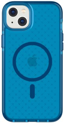 tech21 iPhone 14 Plus Evo Check Compatible with MagSafe® – Shock-Absorbing & Slim Protective Phone Case with 16ft FlexShock Multi-Drop Protection & Extra Buttons Classic Blue
