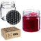 KADAX Lot de 100 petits bocaux à confiture, fi66 mm, mini bocaux à miel et épices, bocaux hermétiques, bocaux en verre, bocaux en verre, bocaux ronds, à pois noirs