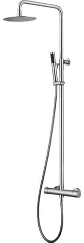 IMEX - Conjunto barra de ducha termostática - Columna de ducha con Rociador redondo y mango de ducha - Grifos de ducha Acero Inoxidable apto para exterior S316 MOSCU - BTK017/AC