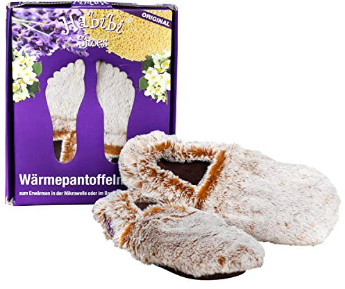 Habibi Plush Classic – 1420 Slippers bunny, Gr. M (37-40) Wärmepantoffeln/Wärmeschuhe/Hausschuhe mit Hirsekörnerfüllung, zum Erwärmen in der Mikrowelle/Backofen