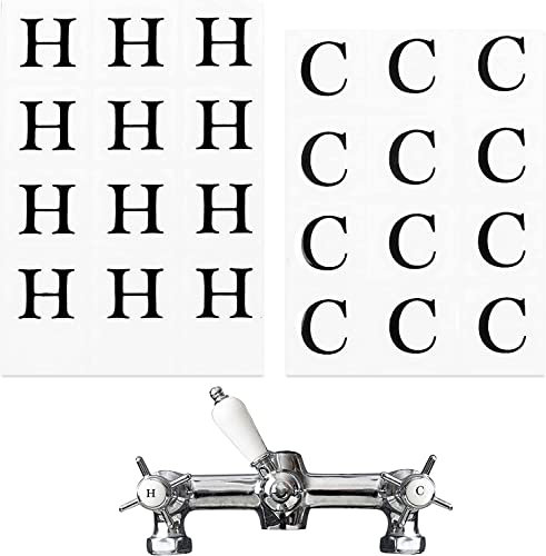 Danojo Stick-A-TAP Wasserhahn-Aufkleber für Heiß- und Kaltwasser, Küchenarmatur und Badezimmer - Schwarzes Vinyl, Transferaufkleber (H&C - Schwarz)