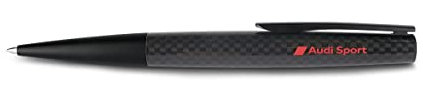 Audi 3222200400 Kugelschreiber Carbon Logo Stift Kuli Ballpoint Pen, mit rotem Audi Sport Schriftzug, schwarz