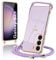 Micoden Handykette kompatibel mit Samsung Galaxy S23 5G hülle,Kameraschutz Herz Love Design Galvanik Ultra dünn TPU Silikon Bumper Case Kordel zum Umhängen Handyhülle mit Band Schutzhülle, Lila