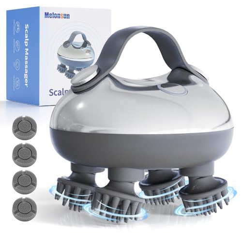 Melonsun Electric Scalp Massager, 2 Claw Sets, IPX7 Waterproof, Silver