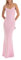 Geagodelia Robe Maxi-Longue à Bretelles Spaghetti Dos Nu Col V Robe Slim Moulante Chic Elégant (Rose, S)