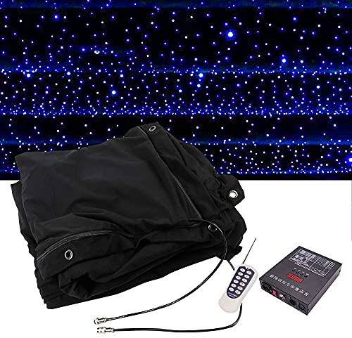 LED-Stern-Bühnenhintergrund, 3 x 6 m, LED-Hochzeitsbühnen-Sternvorhang-Hintergründe, blauer und weißer Sternenhimmel-Stoffhintergrund mit DMX-Steuerung für Hochzeit, Weihnachten, Party, Club, Show-De