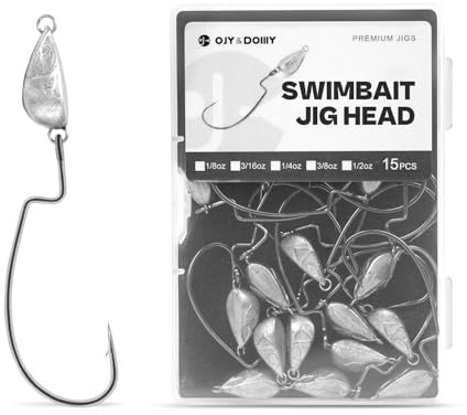 OJY&DOIIIY Weighted Texas Rig Hooks, Weedless Swimbait Jig Heads for Bass Fishing 1/8oz 3/16oz 1/4oz 3/8oz