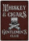 Whiskey and Cigar Bar Metallschild Gentlemen's Club Blechschilder Retro Look Poster Dekoration Personalisierte Zigarre Lounge Man Cave Vintage Schilder Inspirierende Zitate Wanddekoration (20,3 x 30,5