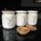 BML Airtight Set of 3 White Ceramic Tea Sugar Coffee Canister Rope Labels Kitchen Storage Canisters Jars With Bamboo Lid For Kitchen Counter
