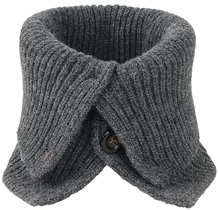 MilyaDE Kaschmirimitat Gestrickter Schlauchschal Gefälschter Rollkragen Umschlagtuch Halswärmer mit Knopf 33 * 60cm