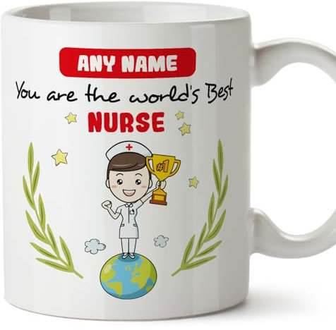 Mugffins Tazza Personalizzata in ceramica per INFERMIERA donna 11 oz / 350 ml - In inglese - You are World's Best - Idea regalo per compleanno, anniversario, natale, laurea