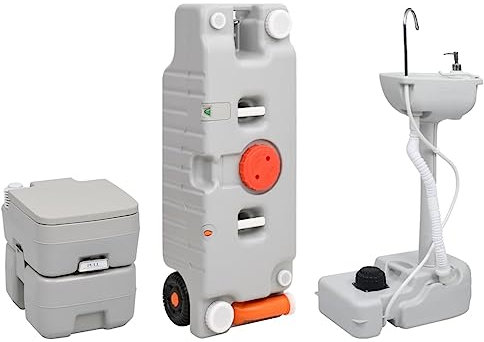 INLIFE Tragbare Campingtoilette mit Waschbecken und Wasserbehälter,18,5 KG,3186670