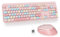 SOLIDEE kabellose Tastatur- und Maus-Kombination,Retro-Schreibmaschinen-Tastatur,2.4GHz runde Tastenkappe Tastatur mit Ziffernblock,104 Tasten ergonomische Tastatur(Amerikanisch QWERTY)(Mixed Pink)