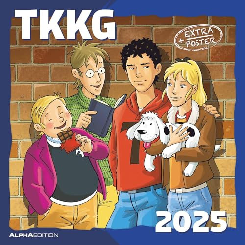 Alpha Edition - TKKG 2025 Broschürenkalender, 30x30cm, Kalender mit hochwertigen Bildmotiven, Mondphasen, Notizmöglichkeiten, Ferientermine DE/AT/CH und internationales Kalendarium