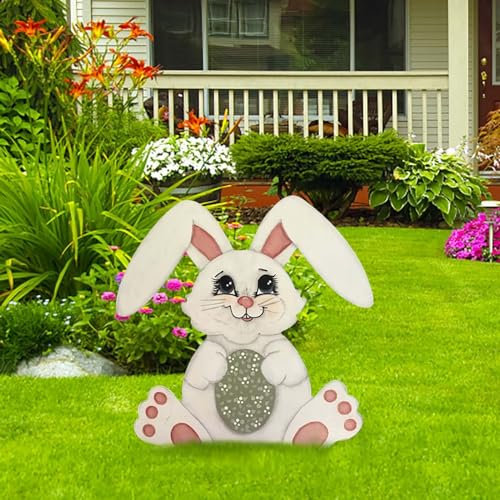 Osterhase Osterdeko Hase Gartendeko Figur Vintage Deko Frühling Gartendeko Metall Ostereier Osterdeko Ostern Gartenstecker Hasen Figuren Draußen Deko Ostern Geschenke Deko für (XF-A, One Size)