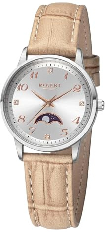 REGENT Damen Armbanduhr Analog Lederarmband Hellbraun UR2112551 Analoguhr