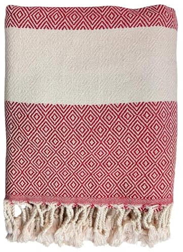 MEBY Saunatuch XXL 90x180 cm 100% Baumwolle, Strandtuch, Türkisches Hamamtuch, Handtuch, Yogatuch, Picknickdecke, Reisetuch, Badetuch, Liegetuch (Rot)