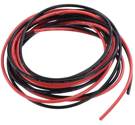 sourcing map 18 Gauge PVC Hookup Wire 1.5m/5ft 18AWG Flexible Electrical Wire UL1007 Tinned Copper Stranded Black Red, 2mm Dia for Model Aircraft Electric Appliances Internal Connect