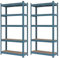 Brigros - Set Scaffali In Metallo 150x75x30cm Portata Totale 875 Kg, 5 Ripiani MDF, Carico Per Ripiano 175 Kg Scaffale Salvaspazio Per Garage, Officina, Cantina, Magazzino (Ceruleo)