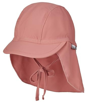 Sterntaler Schirmmütze Uni – Mädchen Baby Sommermütze und Nackenschutz – UV-Schutz 50+ Mütze aus Bademodenstoff – Leicht & schnelltrocknend – Kinder Kopfbedeckung - Bademode - Farbe rosenholz, Größe 53