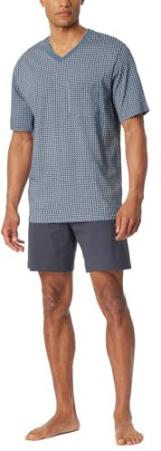 Schiesser Herren Schlafanzug kurz V-Ausschnitt-Comfort Nightwear Pyjamaset, Graphit_181161, 60
