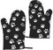 UENFFKDAP Hitzebeständige Ofenhandschuhe mit Hunde-Aufdruck. Wasserdicht und langlebig. Polyester, Schwarz