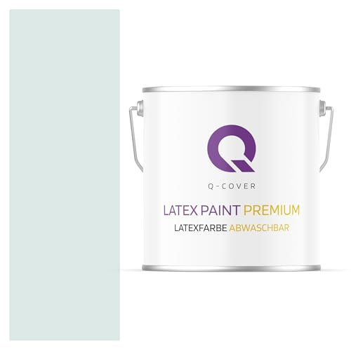 Q-COVER Latexfarbe Abwaschbar 5L (ca.35m2) Pudertürkis Farbton Innenfarbe Wandfarbe Deckenfarbe Klasse 2 Mattfarbe Für Allergiker Scheuerfest Geruchlos Frei Von Voc