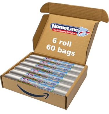 HOME LINE - 60 sacs poubelle 110 litres - 70 x 110 cm - Sacs avec attaches, anti-goutte et ultra résistants | Sacs poubelle pour collecte différenciée - Couleur transparente