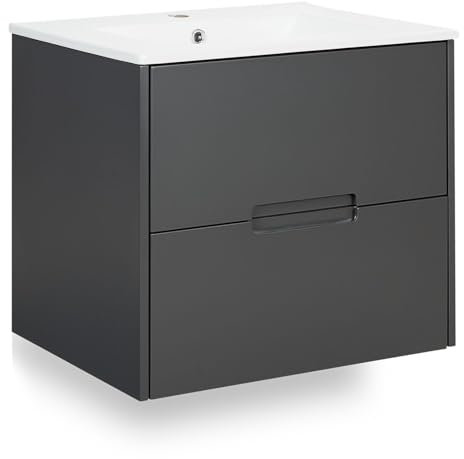 Homestyle4u 2791, Waschbeckenunterschrank Schubladen Waschtisch mit Unterschrank 60 cm Waschtischunterschrank hängend