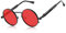 KINGSEVEN Runde Sonnenbrille Herren Polarisiert Klassische Retro Gothic Steampunk Sonnenbrille Rund mit UV-Schutz (Schwarz Transparent Rot)