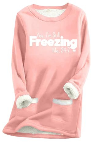 HOOUDO 1 Pound Items With Sweatshirts for Women UK Fleece Lined Thick Jumper Tops Plush Warm Sweaters Long Sleeve Crewneck Winter Blouses Shirt Soft Sherpa Pullover Underwear Fall Fridays