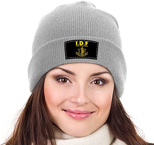 xinchenxin IDF Israel Defense Forces Strickmütze für Herren, warme Strickmützen für Damen, Beanie-Mützen, Hellgrauer Stil, Einheitsgröße