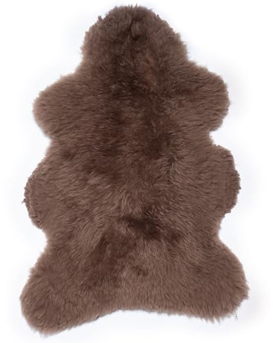 MUCHI OLLENGO Rug – Teppich aus echtem Merino-Lammffell, ideal als Teppich, Bettvorleger, Sofaüberwurf oder Stuhlbezug, 90 x 60 cm, Farbe: Dunkelkamel.