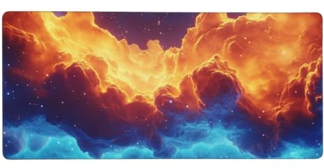 Galaxy-Schreibtischunterlage, Nebel, Gaming-Schreibtischunterlage, Weltraum, Mauspad, genähter Rand, rutschfestes Design, 40 x 90 cm