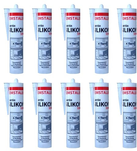 10x Remstaler SANITÄR SILIKON 300ml | Wasserdicht | für Innen- und Außenbereich | weiß und transparent (weiß)