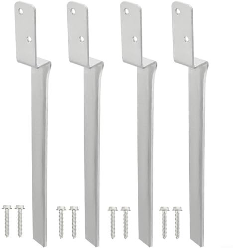 URPIZY Holzpfahl-Erdanker Set, 4 Stück Verzinkte Stahl-Bodenhülsen 520X60mm, Hammerschlag-Verankerung Für Schaukeln, Spieltürme, Klettergerüste