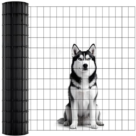 ARIFARO 0.9m x 15.2m Wire Mesh Fencing (5cm x 7.5cm Holes) Multipurpose 2mm Roll PVC Coating Hot-Dipped Galvanised Welded Garden Fence, Metal Wire Mesh for Dog, Chicken, Deer, Rabbit and Other Animals