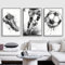 3er Wandbilder Set Schwarz Weiß Fußball Leinwand Kunst Bilder Modern Poster Kunstdruck Bild Wohnzimmer Schlafzimmer Wanddeko Ohne Rahmen (40×50 cm)