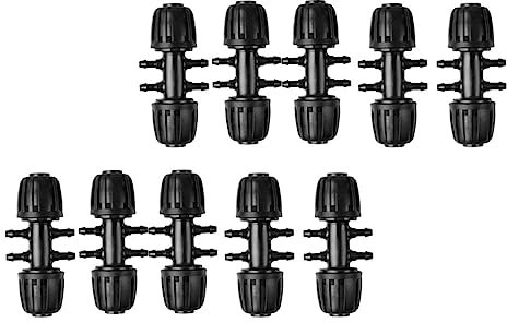 Gatuida 10 Stück 6 Unterschiedlicher Durchmesser sechs Tropfbewässerungsset männlicher Schlauchanschluss zusammenklappbar 6-poliger Stecker Verbinder Nagelneues Pom-Plastik Black
