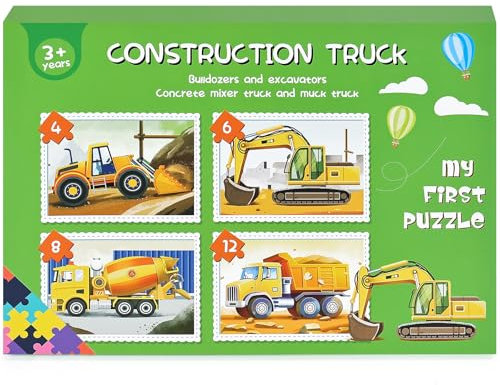 BBLIKE Kinderpuzzle 30 Stücke Puzzle ab 2 Jahre Jungen Große Baufahrzeuge Puzzle Kleinkind Vier Schwierigkeitsgrade Lernspielzeug für Kinder 2 3 4 Jahren Alt (Baufahrzeuge)