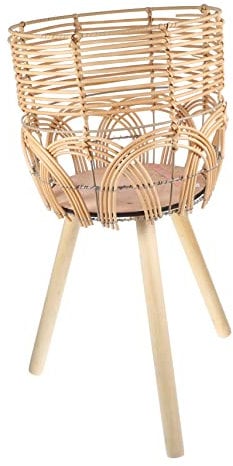 ibasenice Support De Pot De Fleurs en Bambou Tressé sur Pieds pour Intérieur Et Balcon Panier De Jardinière Grand Format Rangement Décoratif Naturel