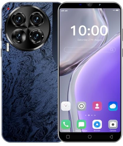 QrZrQ Téléphone Portable Pas Cher avec écran de 5,0 Pouces, Espace de Stockage de 16 Go (Extensible jusqu'à 128 Go), Double SIM débloquée, WiFi/Face ID Unlock Téléphone Portable(Dark Blue)