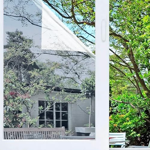 Vinilo Adhesivo para Cristales Efecto Espejo. Lámina Protección Solar de Ventanas. Pegatina Oscura para Vidrios. Polarizado Doméstico Unidireccional. Uso Doméstico y Profesional. 50x300 CM