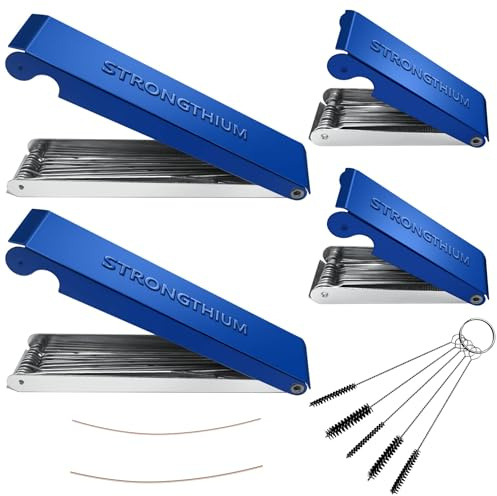 Strongthium 42-tlg. Reinigungsset für Schweißdüsen Vergaser 4er Set Aluminium-Box Reinigungsnadeln (8cm & 12cm) mit Feile Nylonbürsten Kupferdrahtnadeln für Kettensäge, Gasherd Brenner Dusche