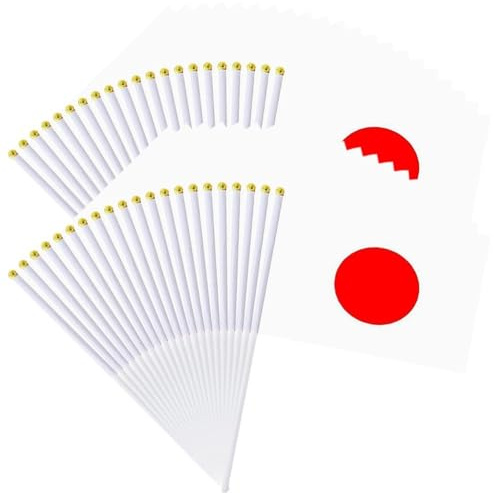 Luxylei 50 Stück Kleine Japanische Flaggen Auf Stäben, Mini-japanische Flaggen, Handgeschwenkt, Für Internationale Spielfeiern, Paraden, Spieljubel, Wehende Flagge