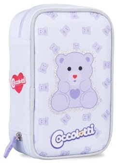 Colourbook Astuccio 1 Zip Coccolotti Classic Lilla, Set Completo 30+ Pezzi con Pattina Interna e Elastici Passanti, Astuccio Rigido in Poliestere con Maniglia per Scuola Elementare e Medie