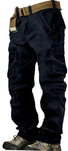 Pantalon cargo de combat pour homme, coton respirant, pantalon de randonnée de couleur unie, pantalon décontracté avec 8 poches, sans ceinture, pantalon de travail tactique militaire léger et doux