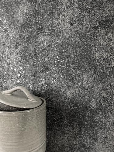 Newroom Vliestapete Anthrazit Betonoptik Tapete Industrial Wohnzimmer | Dunkles kühles Grau mit hellen Glanzpartikeln, grobe raue Putzstruktur, Mustertapete, Betontapete, Loft Büro