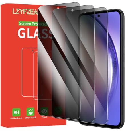 LZYFZEA 3 Piezas, Protector pantalla privacidad para Samsung Galaxy A54 5G, Cristal Vidrio Templado Anti Espía，Antiarañazos, Anti-espía, Dureza 9H, Sin Burbujas, Instalación Fácil